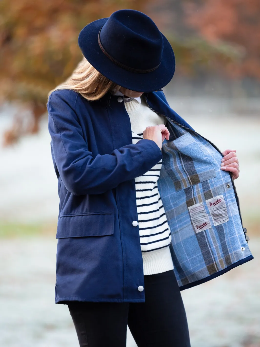 John Partridge Landowner Casual gåjakke dame navy bomull
