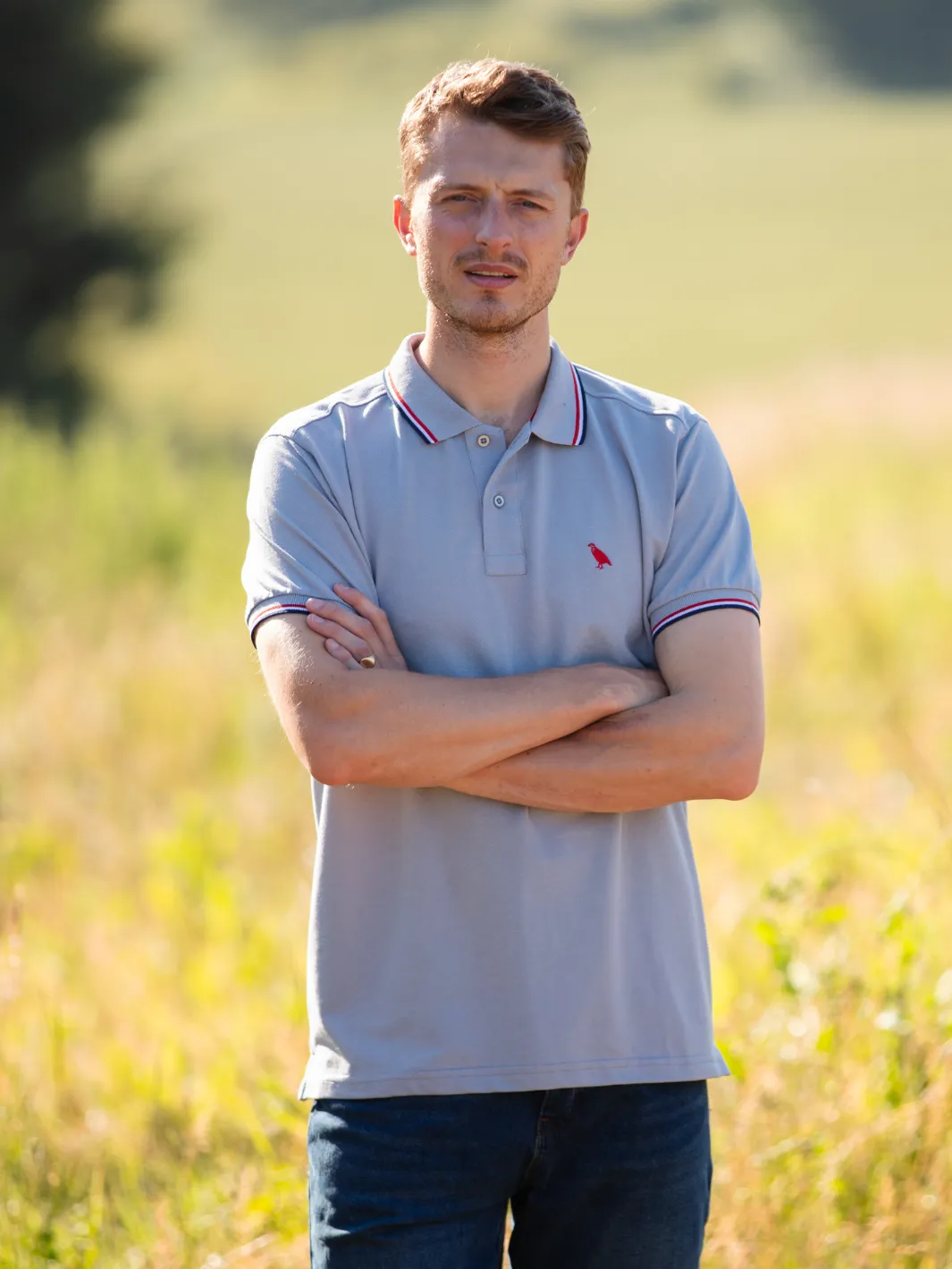 John Partridge Tipped Polo Shirt poloskjorte grå bomull S–2XL