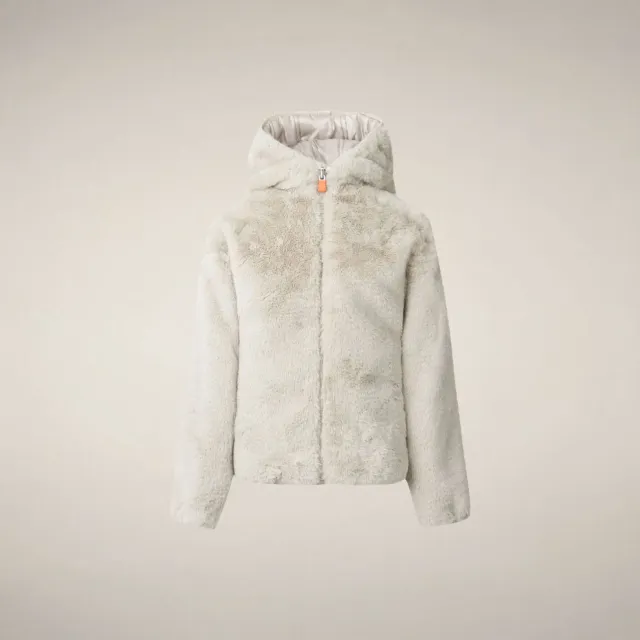Save The Duck Chloe vendbar jakke jente rainy beige fuskepels
