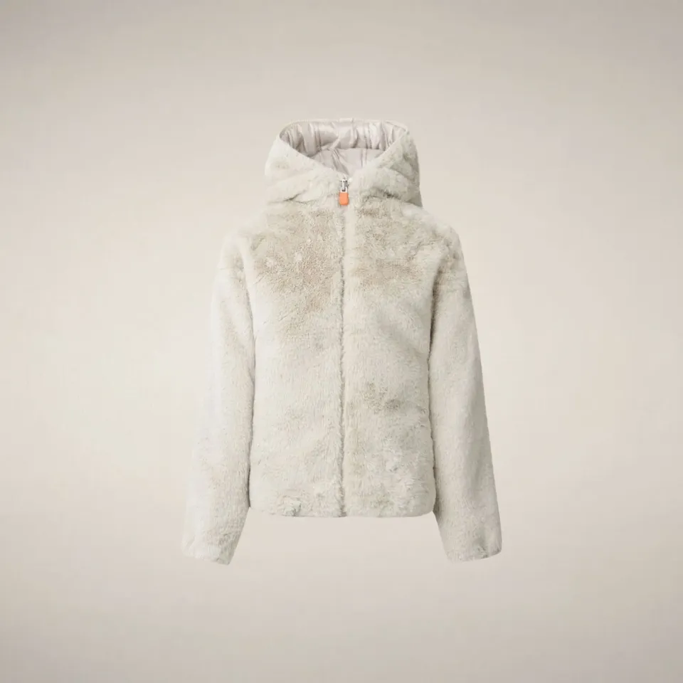 Save The Duck Chloe vendbar jakke jente rainy beige fuskepels