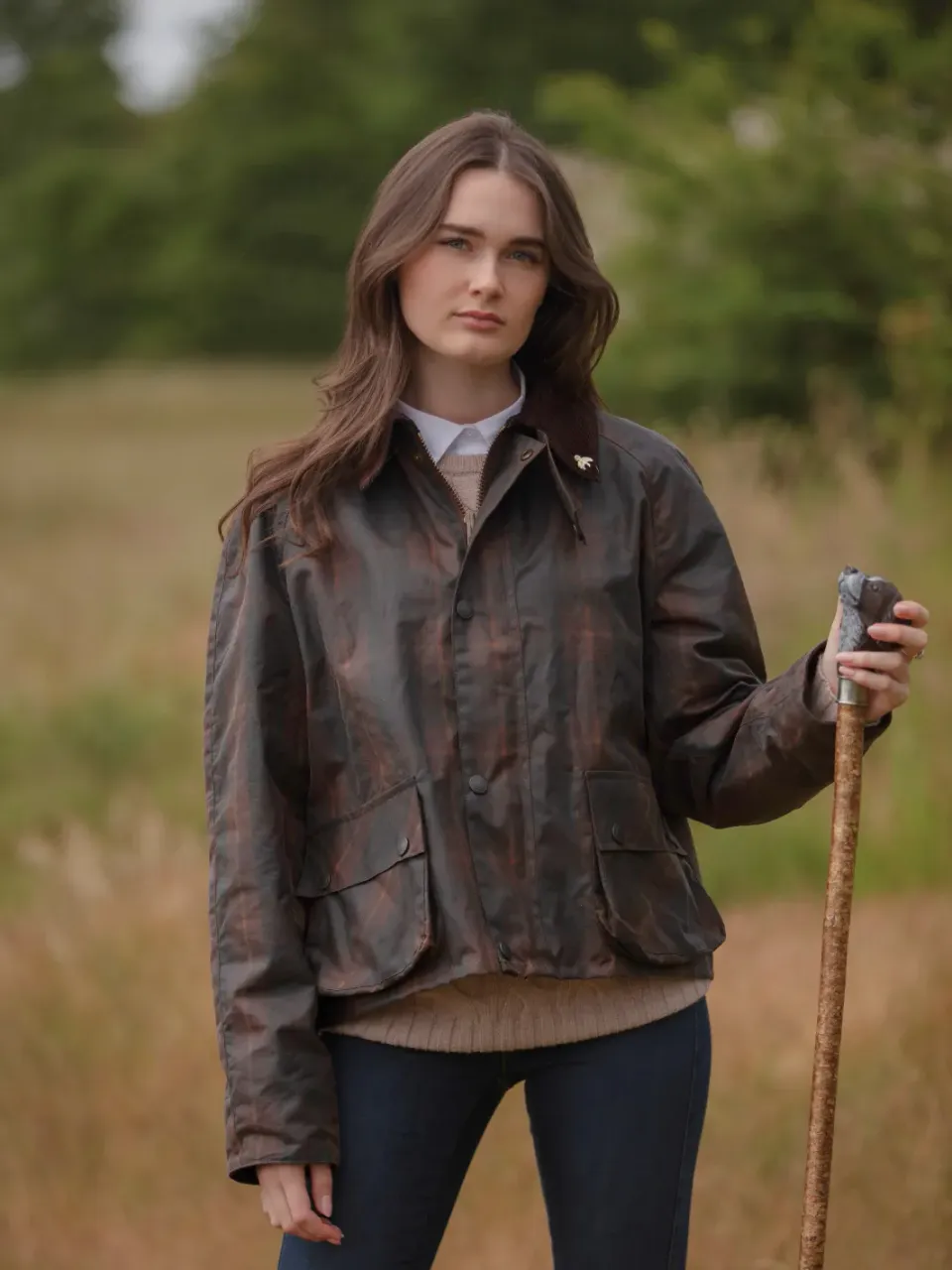John Partridge Landowner Short Wax Walking Jacket voksjakke Hunter Check