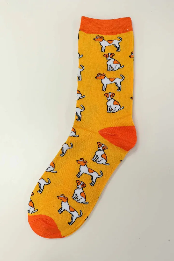John Partridge Socks Jack Russell sokker svart grønn sennep bambusblanding
