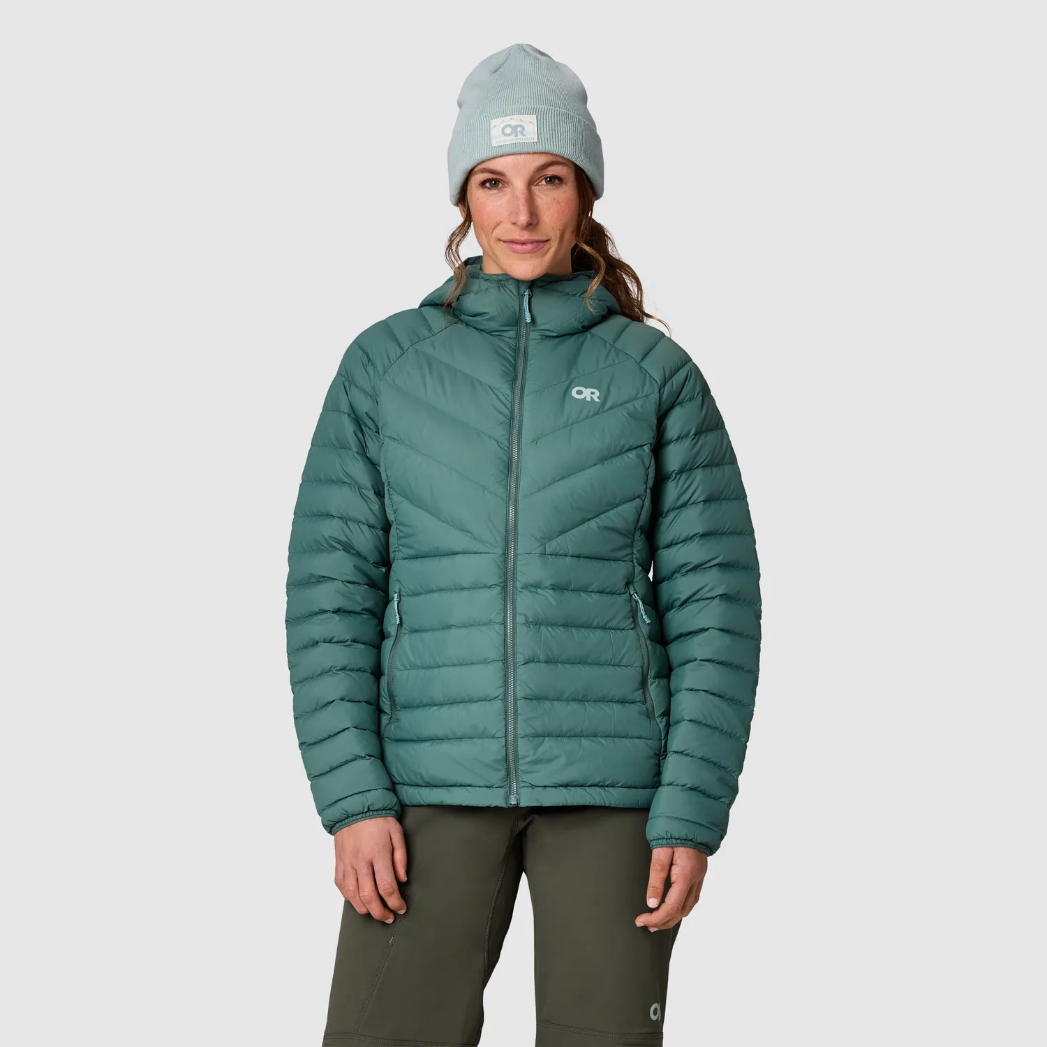 Outdoor Research Transcendent Down Hoodie dunhettejakke dame Rosewood