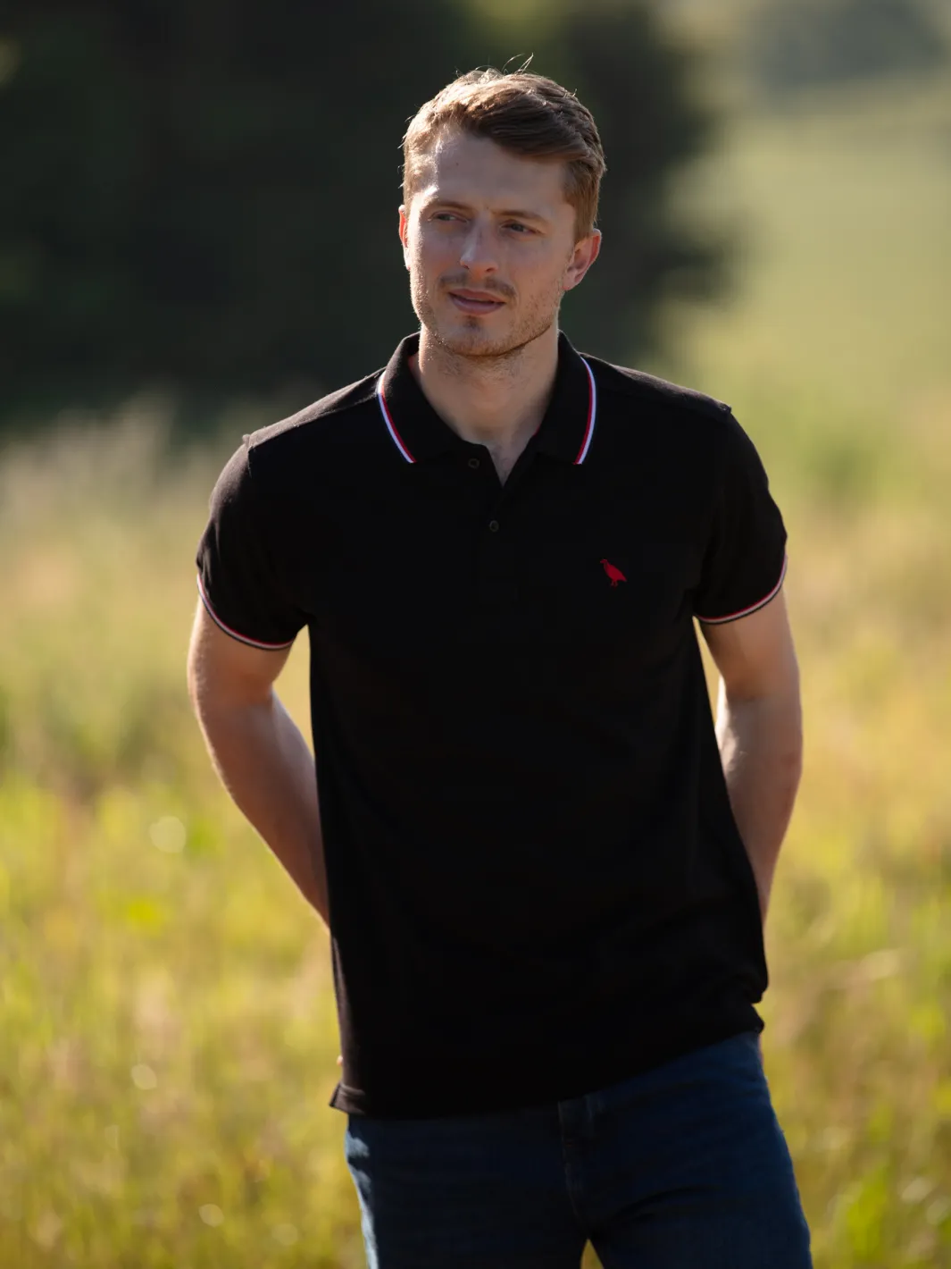 John Partridge Tipped Polo Shirt poloskjorte svart bomull