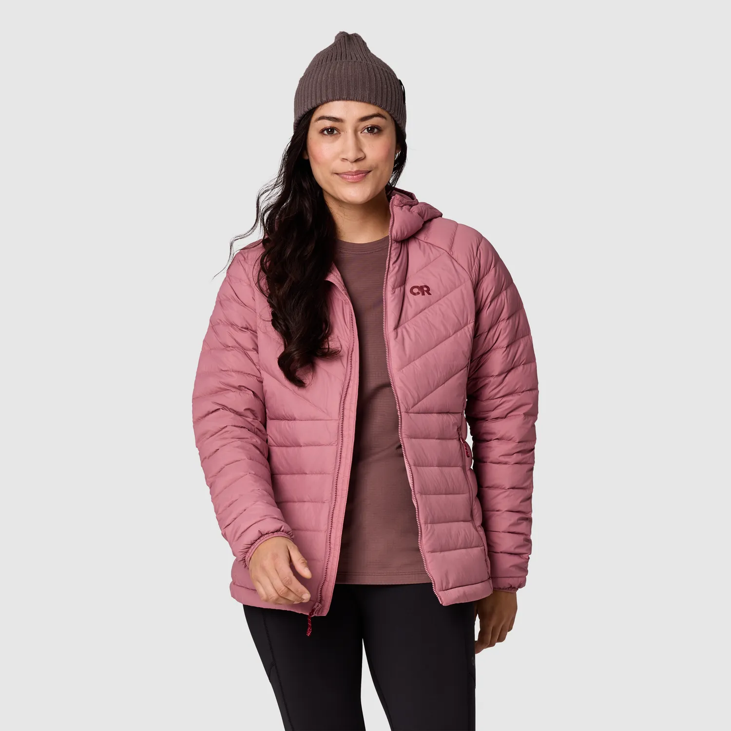 Outdoor Research Transcendent Down Hoodie dunhettejakke dame Rosewood