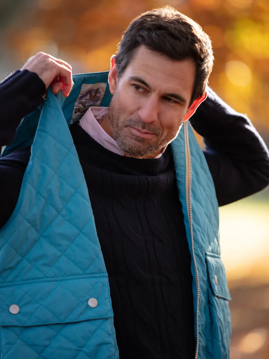 John Partridge Padded Vest vattert vest blå nylon