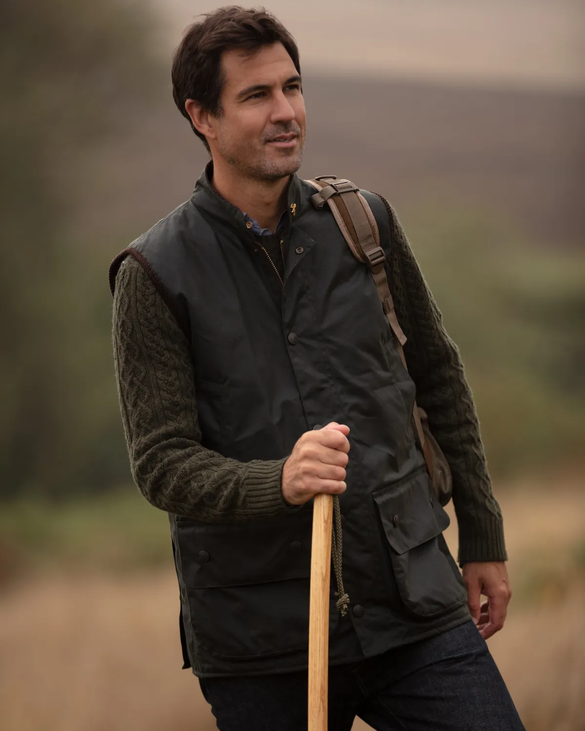 John Partridge Oakland Wax Gilet voksvest salviegrønn