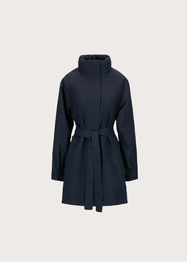 Brgn Rossby Coat regnkåpe Dark Navy belte