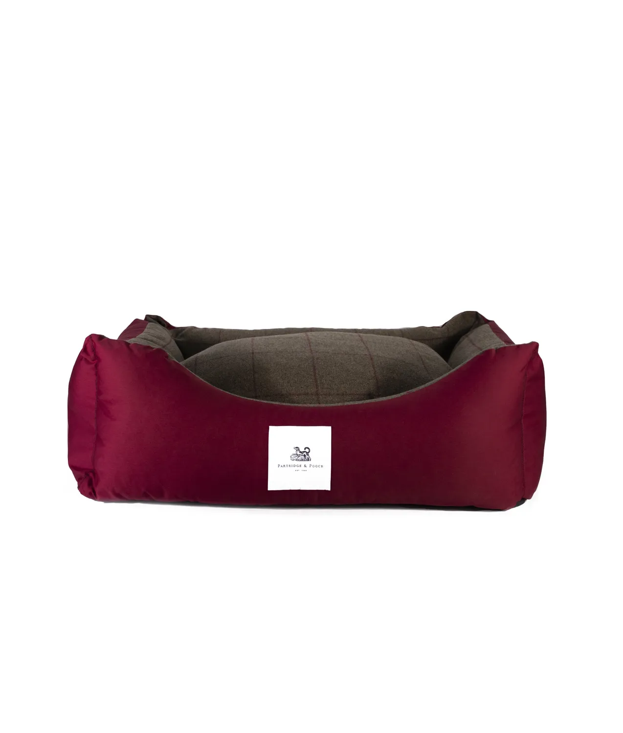 John Partridge Amherst 2 in 1 hundeseng Mulberry Red rutet bomull