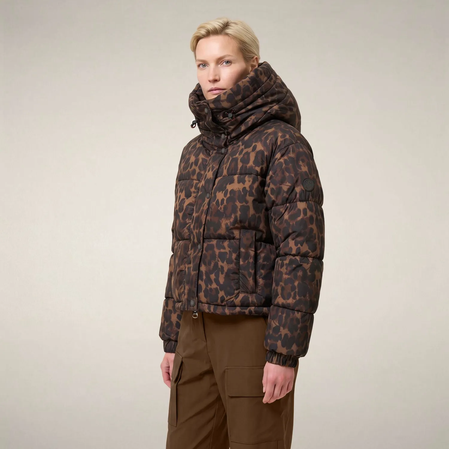 Save The Duck Rhiannon cropped boblejakke dame leopard