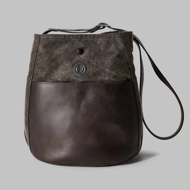 John Partridge Moseley Brown Waxed Cotton Bucket Bag bøtteveske brun