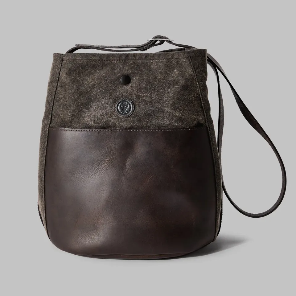 John Partridge Moseley Brown Waxed Cotton Bucket Bag bøtteveske brun