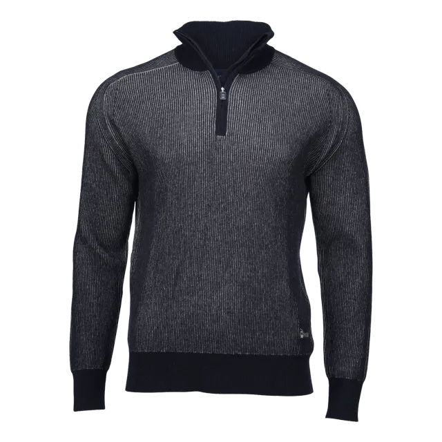 House of Hygge Men's Contrast Rib Half Zip ullgenser herre Navy S ull