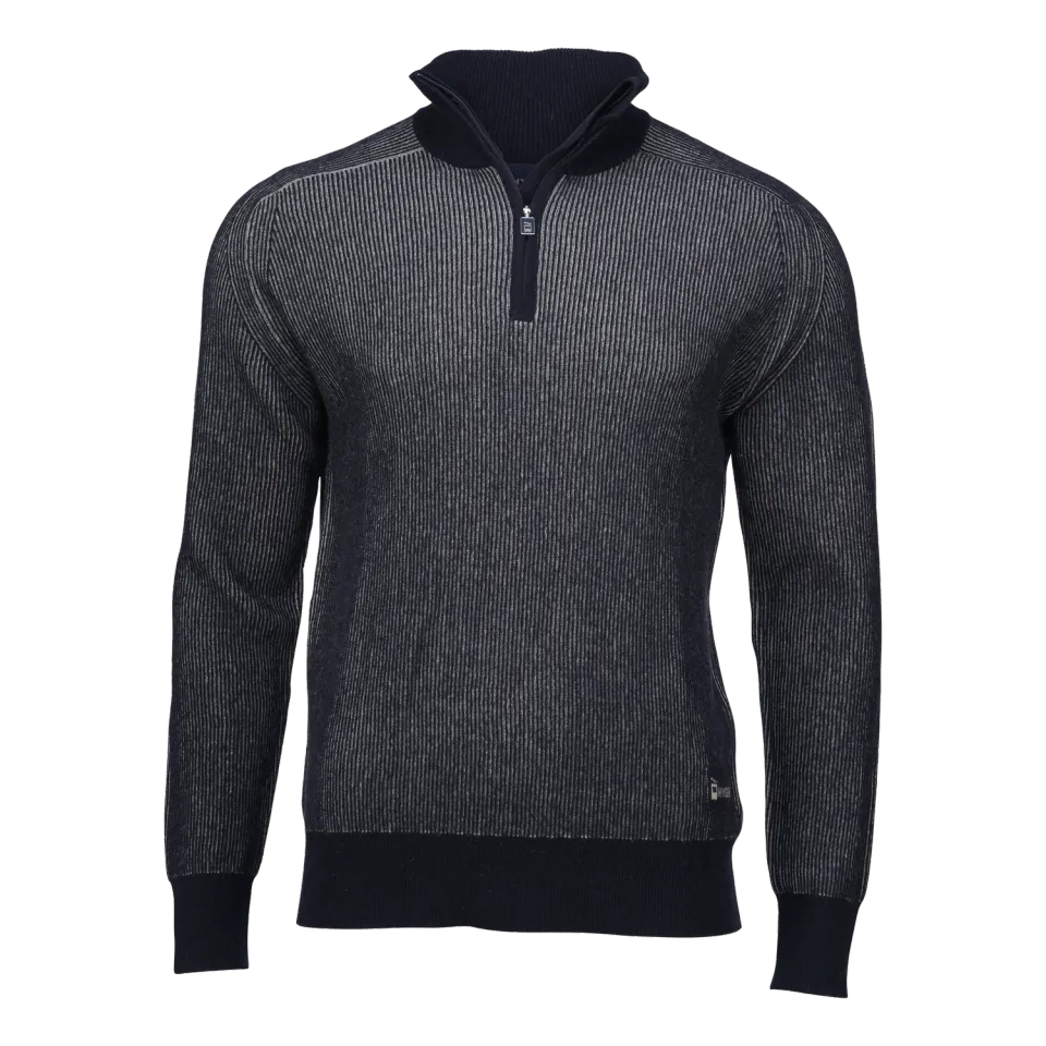 House of Hygge Men's Contrast Rib Half Zip ullgenser herre Navy S ull