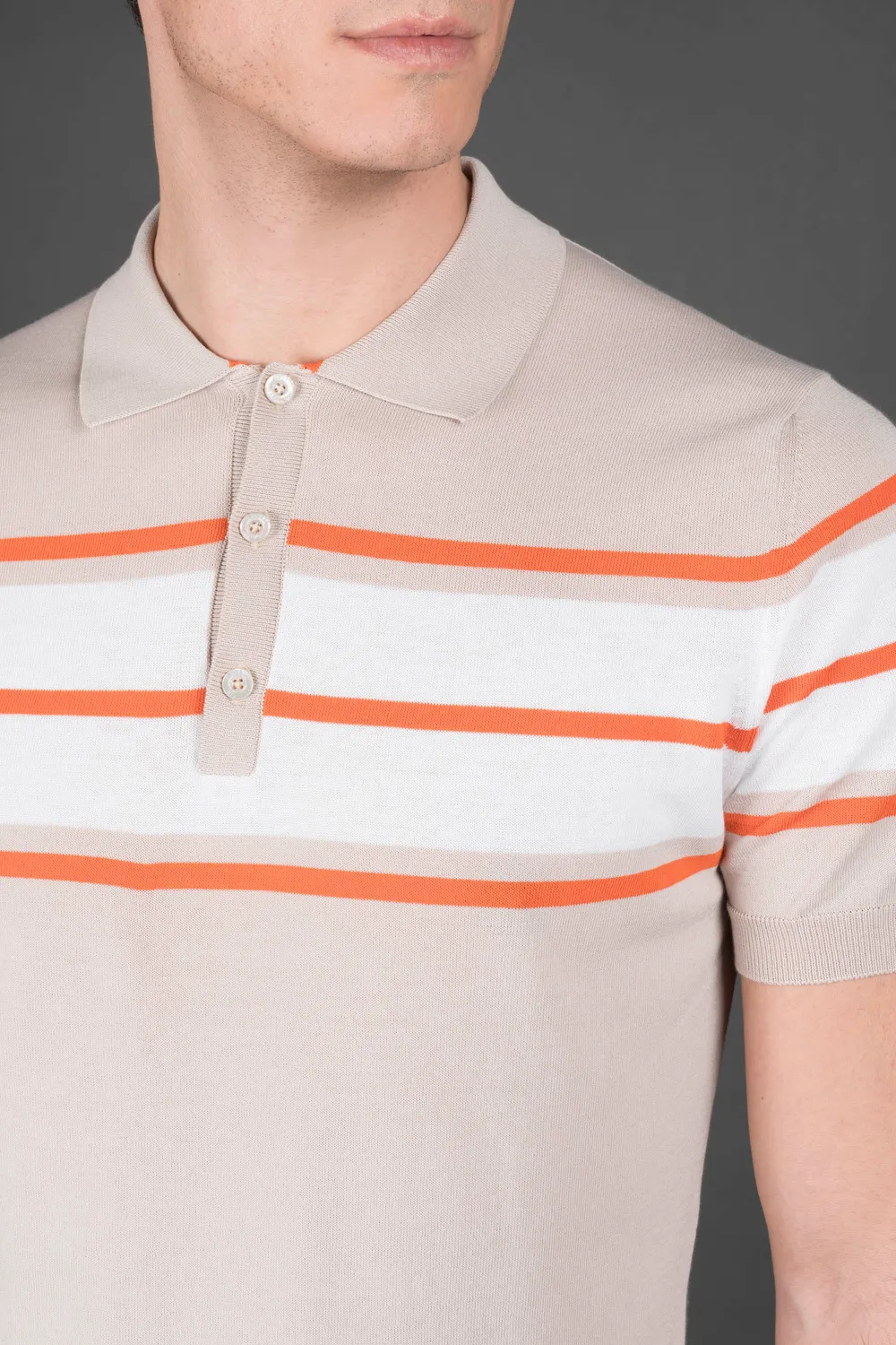 Moorer ACAYA-CRE poloskjorte Beige/hvit bomull
