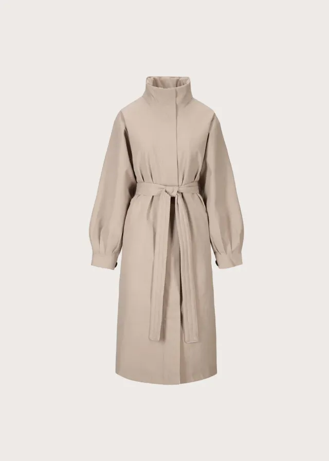 BRGN Rossby Maxi Coat regnkåpe Taupe fôret