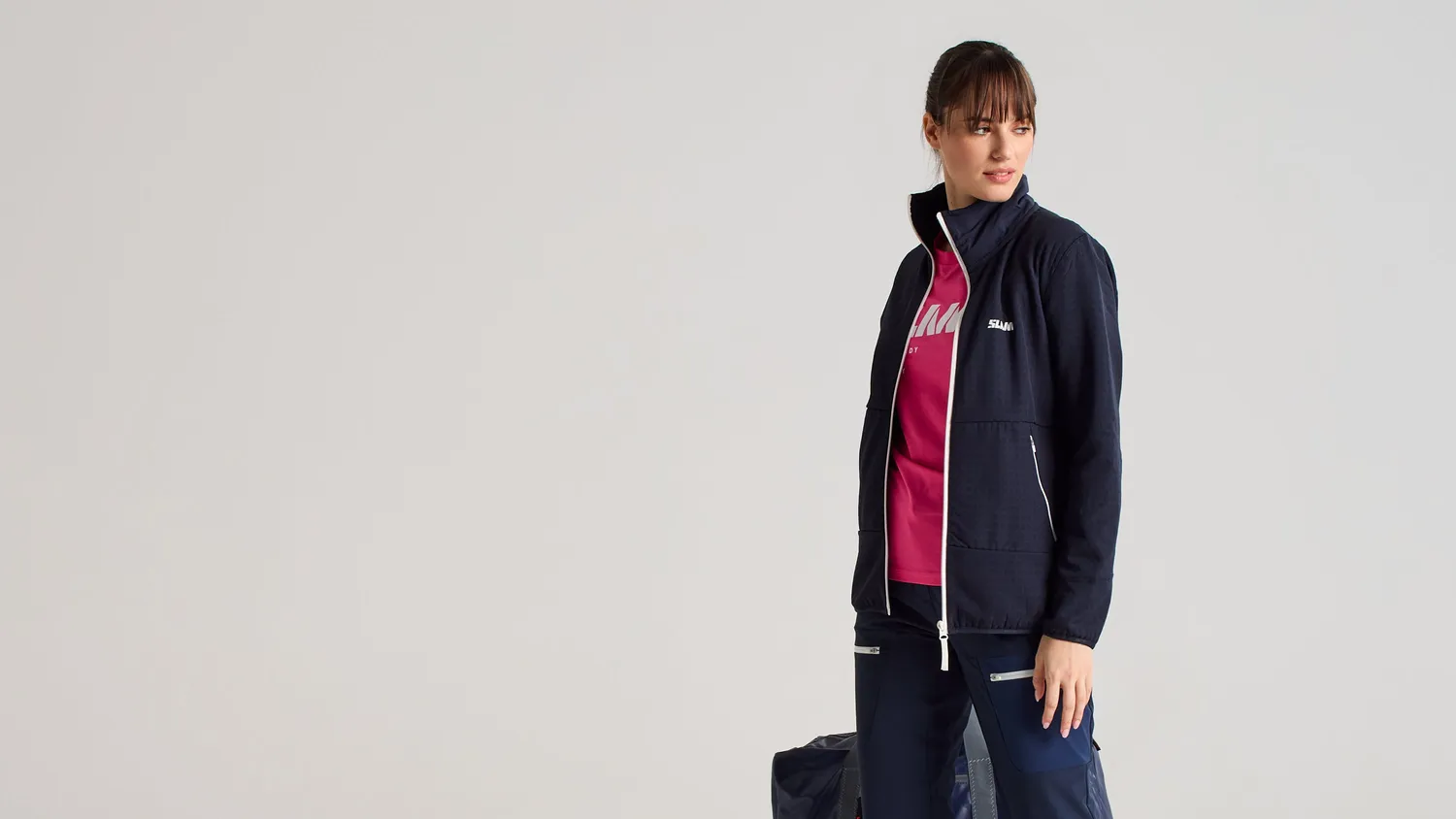 Slam Altura WS FZ Grid Fleece fleecejakke dame mørkeblå
