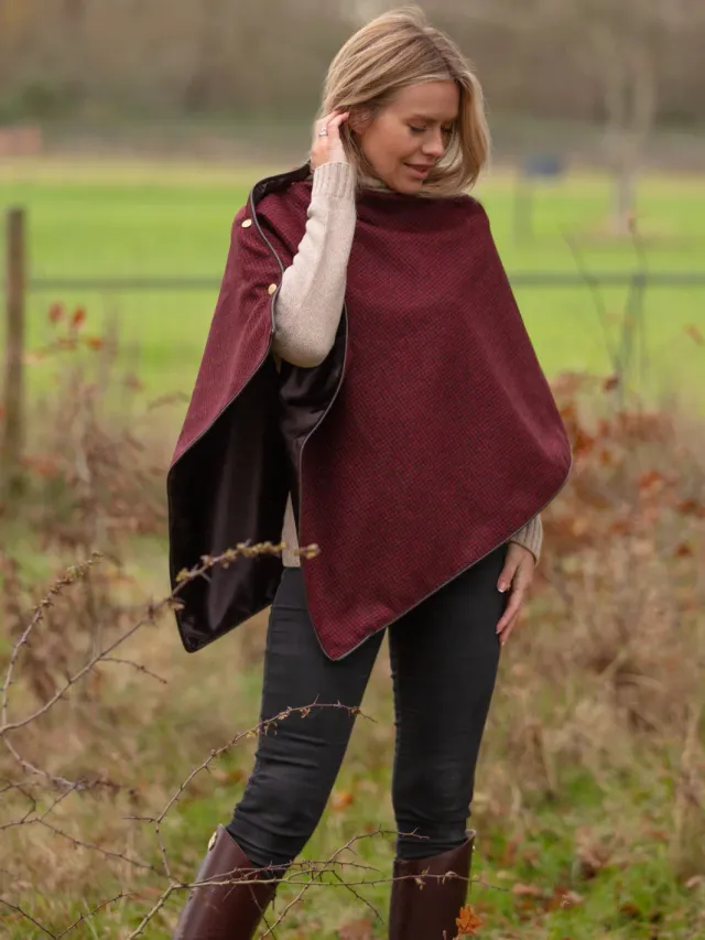 John Partridge Tweed Shawl tweedsjal rød og svart ull