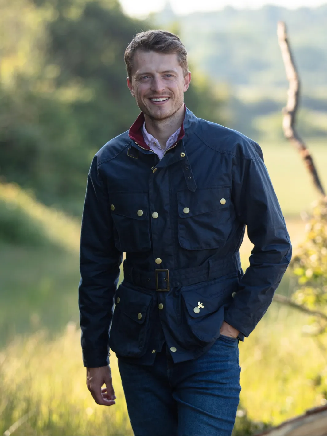 John Partridge Speed 6 Wax Biker Jacket bikerjakke navy voks