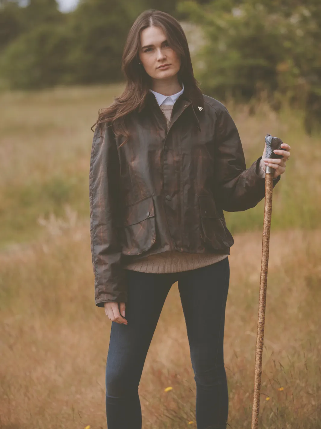 John Partridge Landowner Short Wax Walking Jacket voksjakke Hunter Check