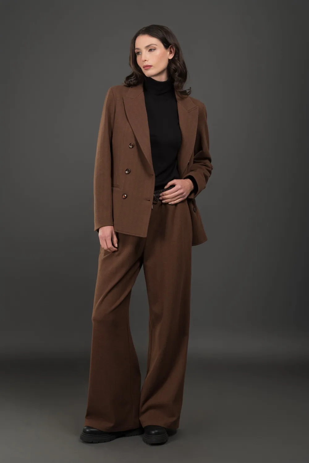 Moorer Aleria-PAR dobbeltspent blazer Caffè stretchjersey