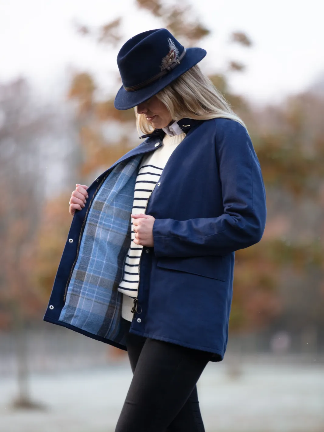 John Partridge Landowner Casual gåjakke dame navy bomull