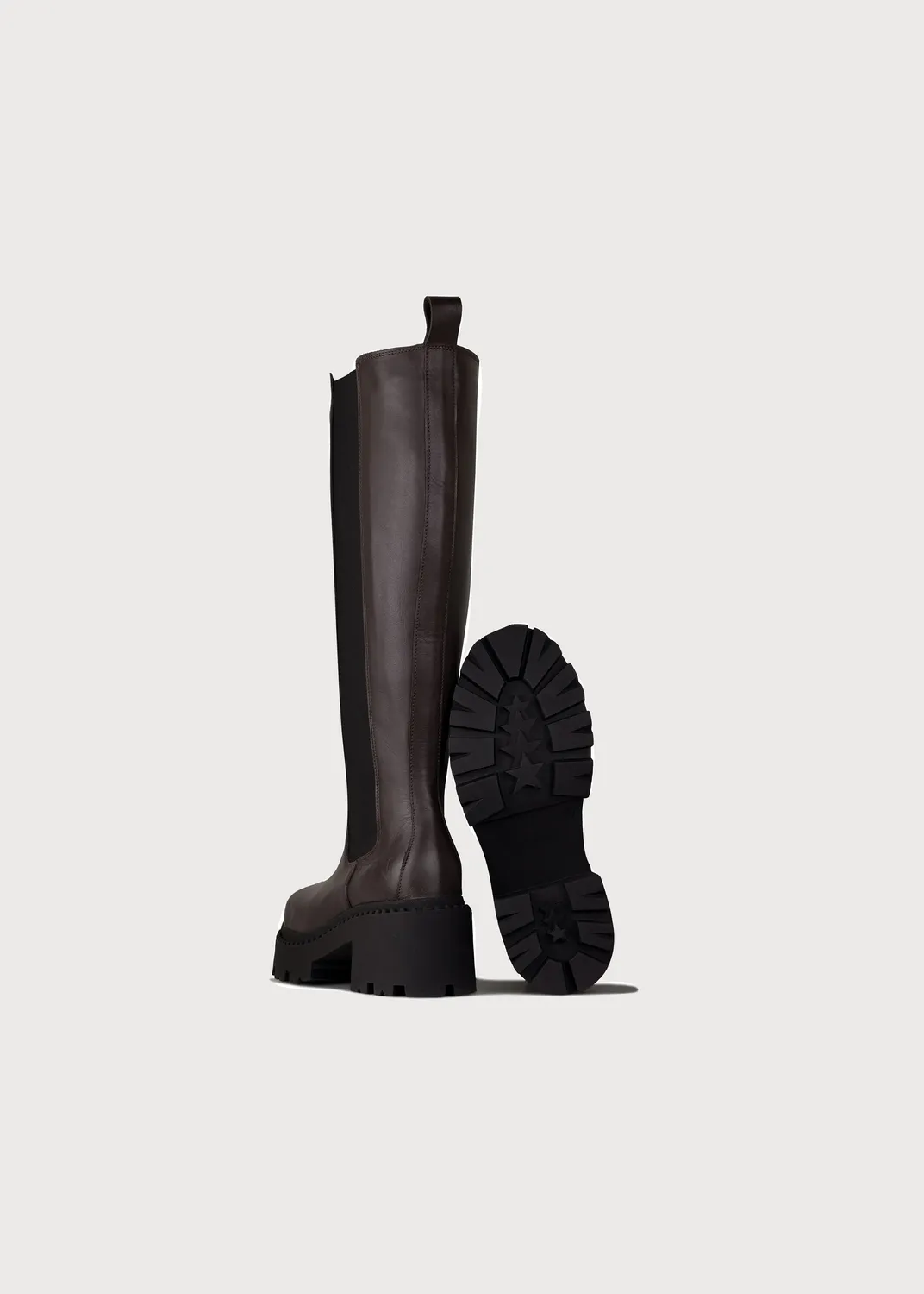 Brgn Heel Chelsea HIGH Boot boots Brown skinn vanntett
