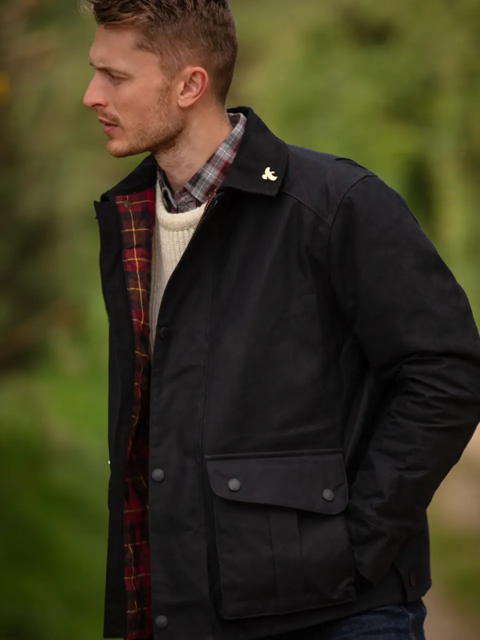 John Partridge Hinterland Hybrid Jacket jakke svart dry wax
