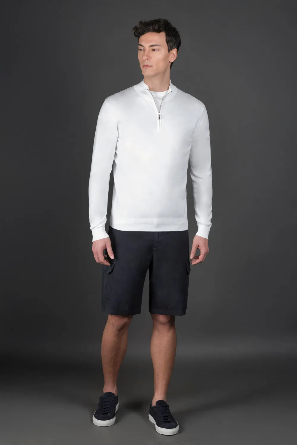 Moorer ATLANTE-SI5 halfzip-genser Sea Island-bomull