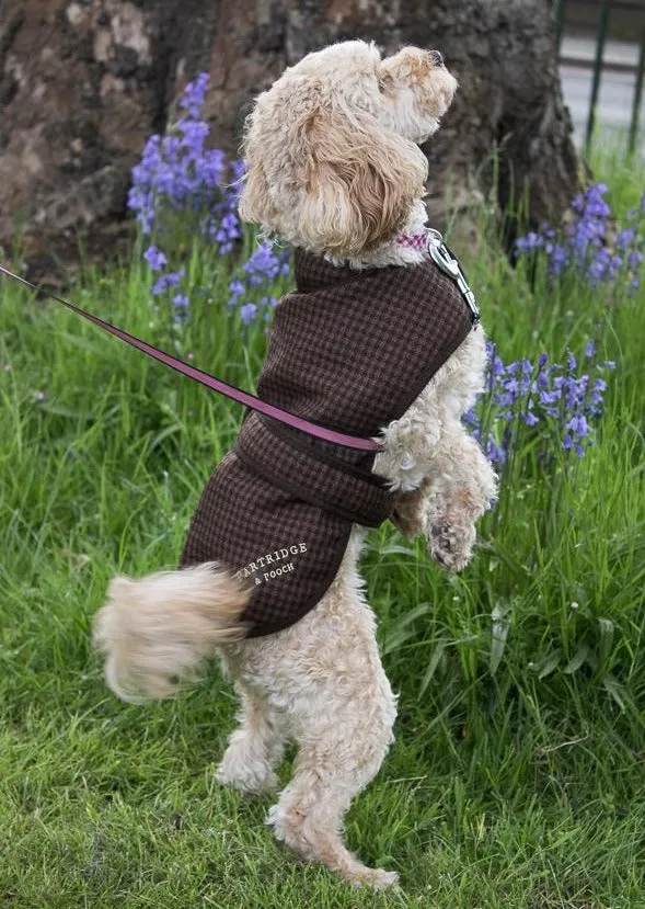 John Partridge Dog Coat hundedekken Brown Gingham S–M bomull