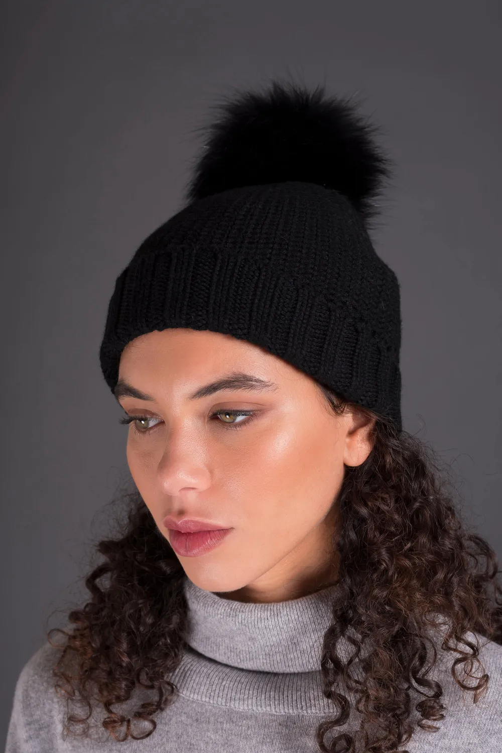 Moorer OTTAVIA-CWH lue one size merinoull med pelsdusk