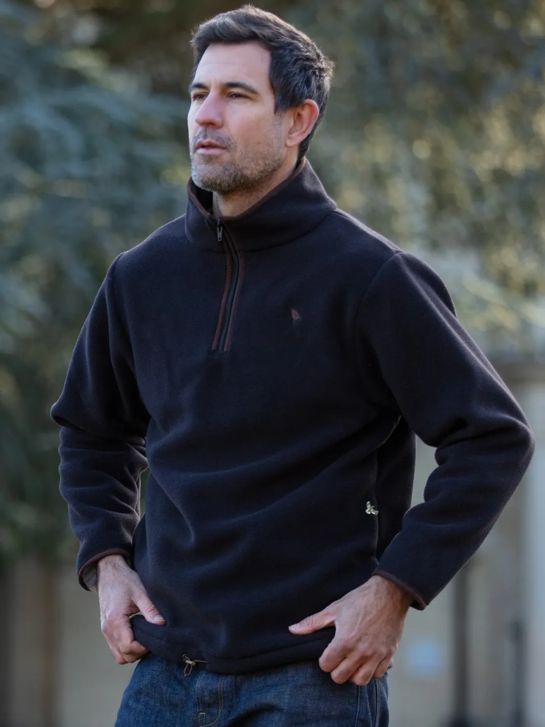 John Partridge Unisex Fleece Pullover fleecegenser Black quarter zip