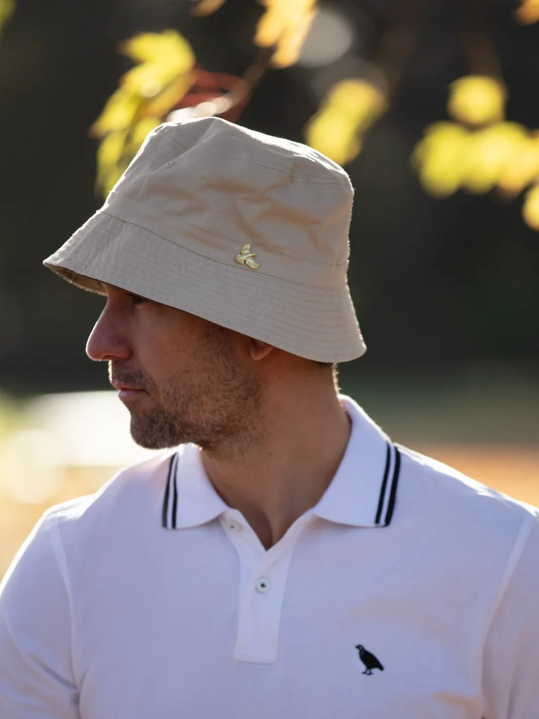 John Partridge Reversible Bucket Hat bøttehatt Olive/Cream bomull