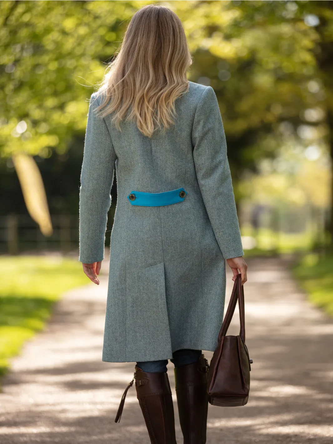 John Partridge Lichfield Long tweedkåpe Blue S knelang