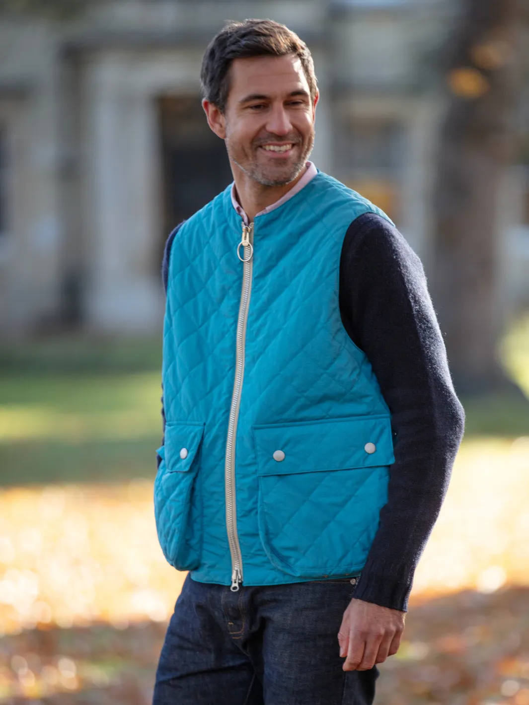 John Partridge Padded Vest vattert vest blå nylon