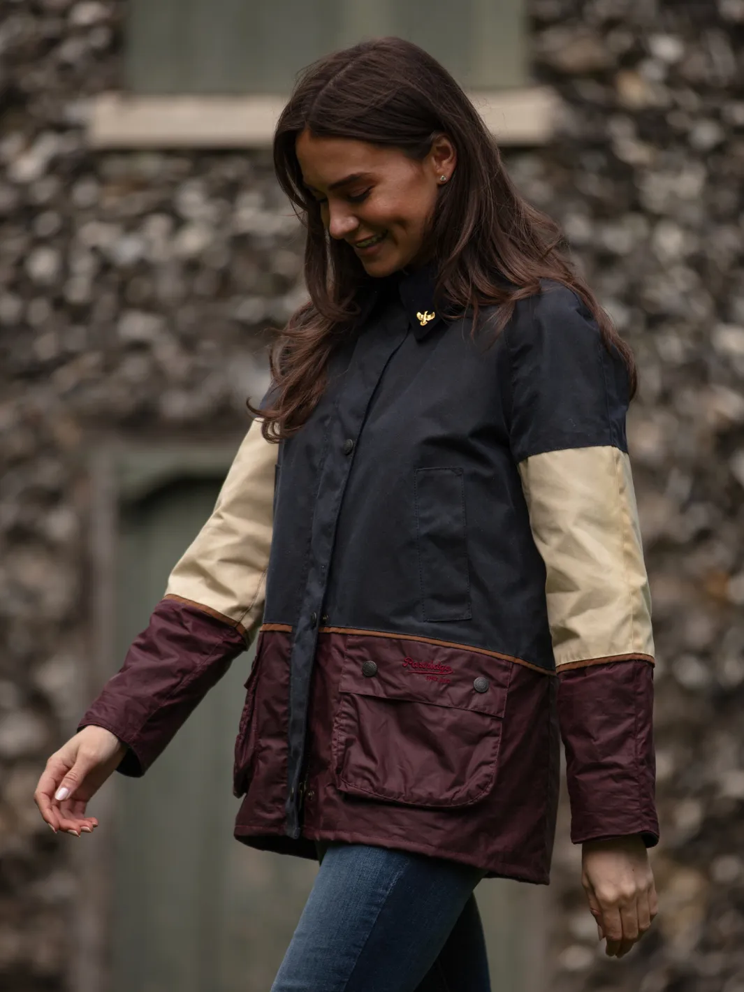 John Partridge Landowner Ladies Landowner Tri-Colour Wax Walking Jacket Coastal voksjakke
