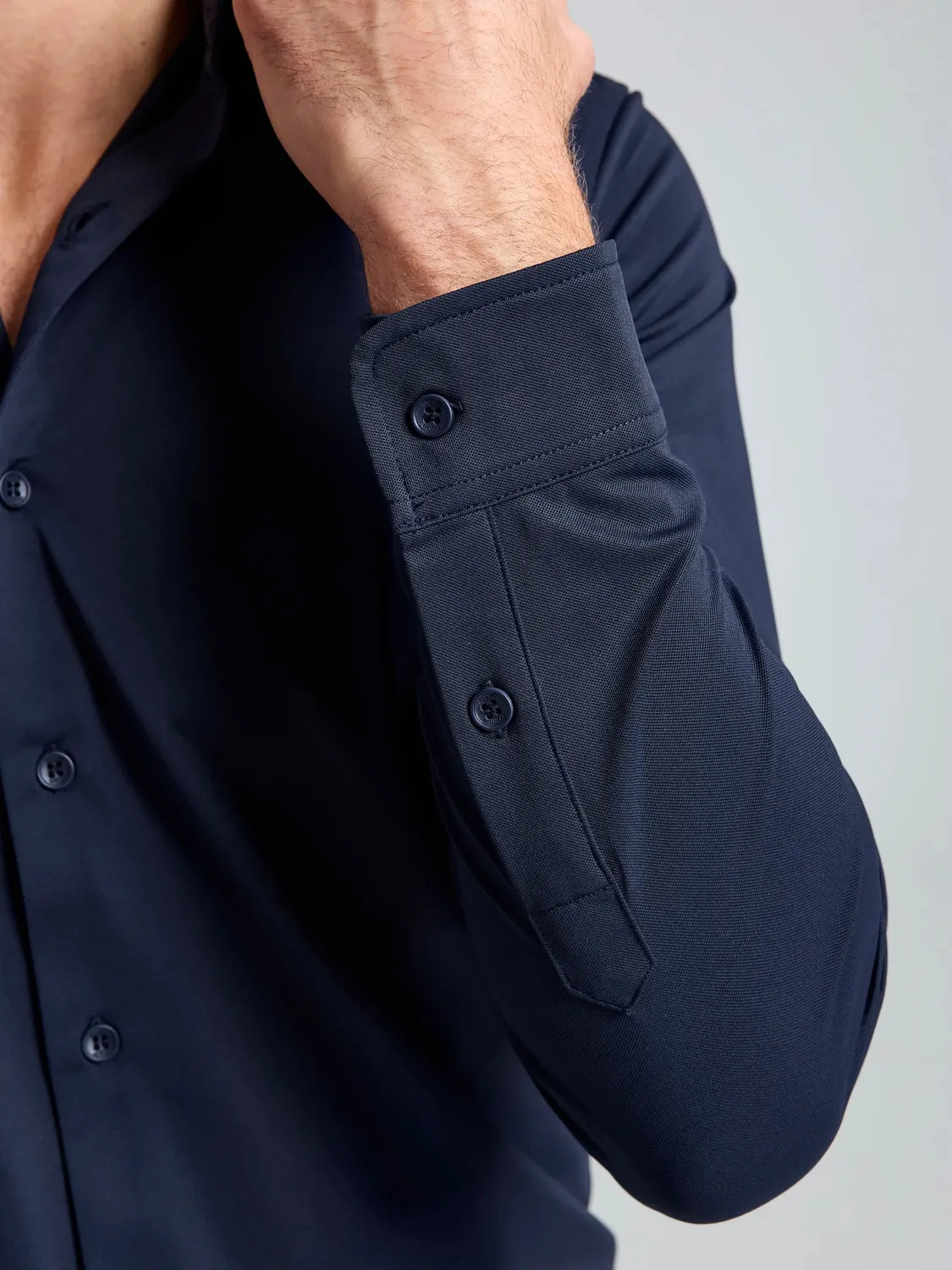 Slam Tech Piqué Shirt LS poloskjorte mørk marineblå UPF 50+