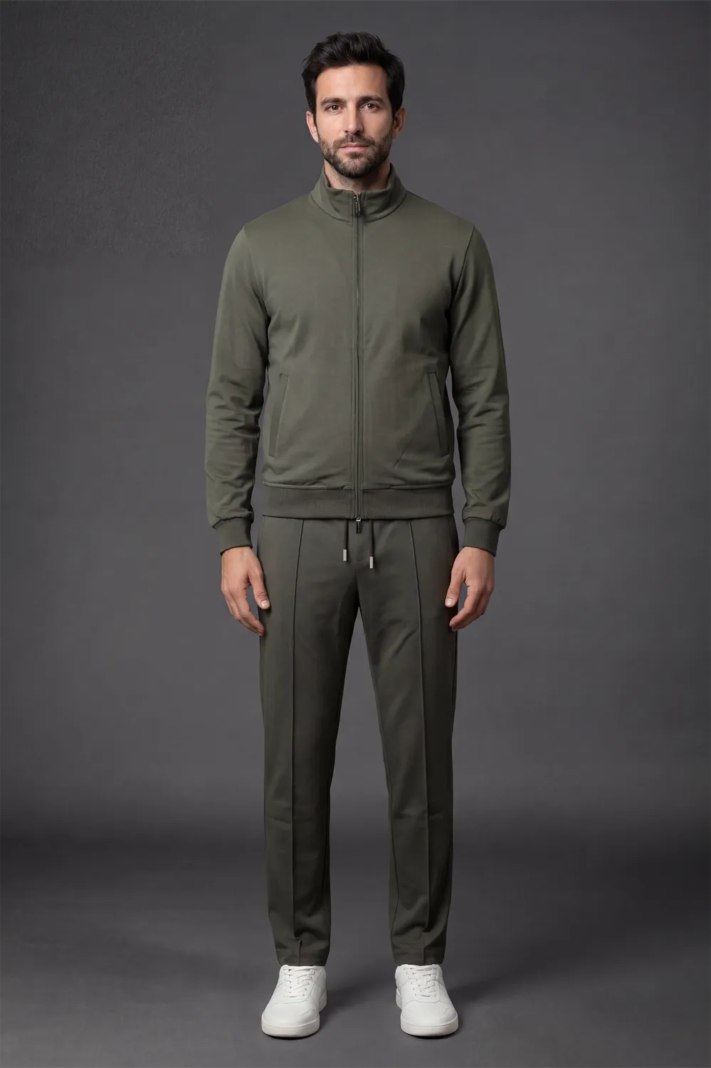 Moorer CRISPIN FELPA-J zipgenser Ginepro – stretch interlock