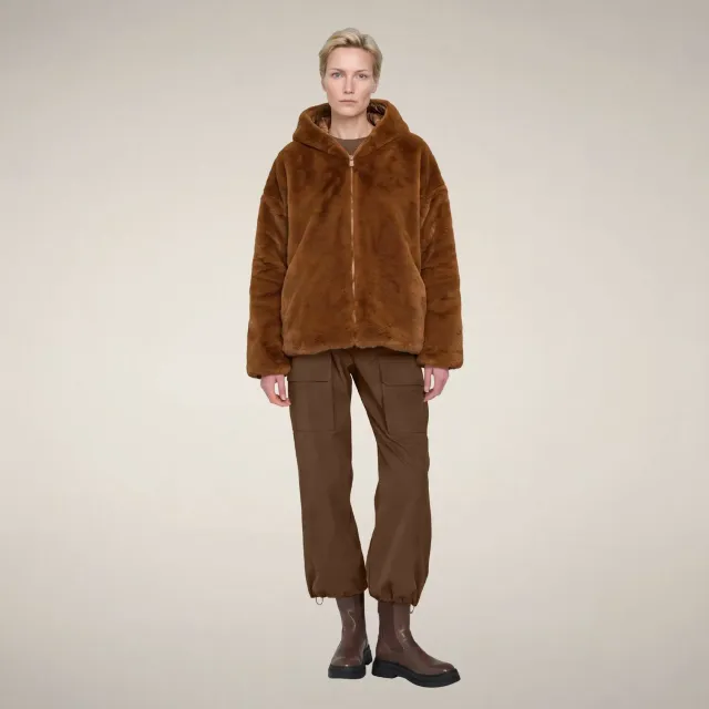 Save The Duck Davina vendbar fuskepelsjakke dame Noisette Brown