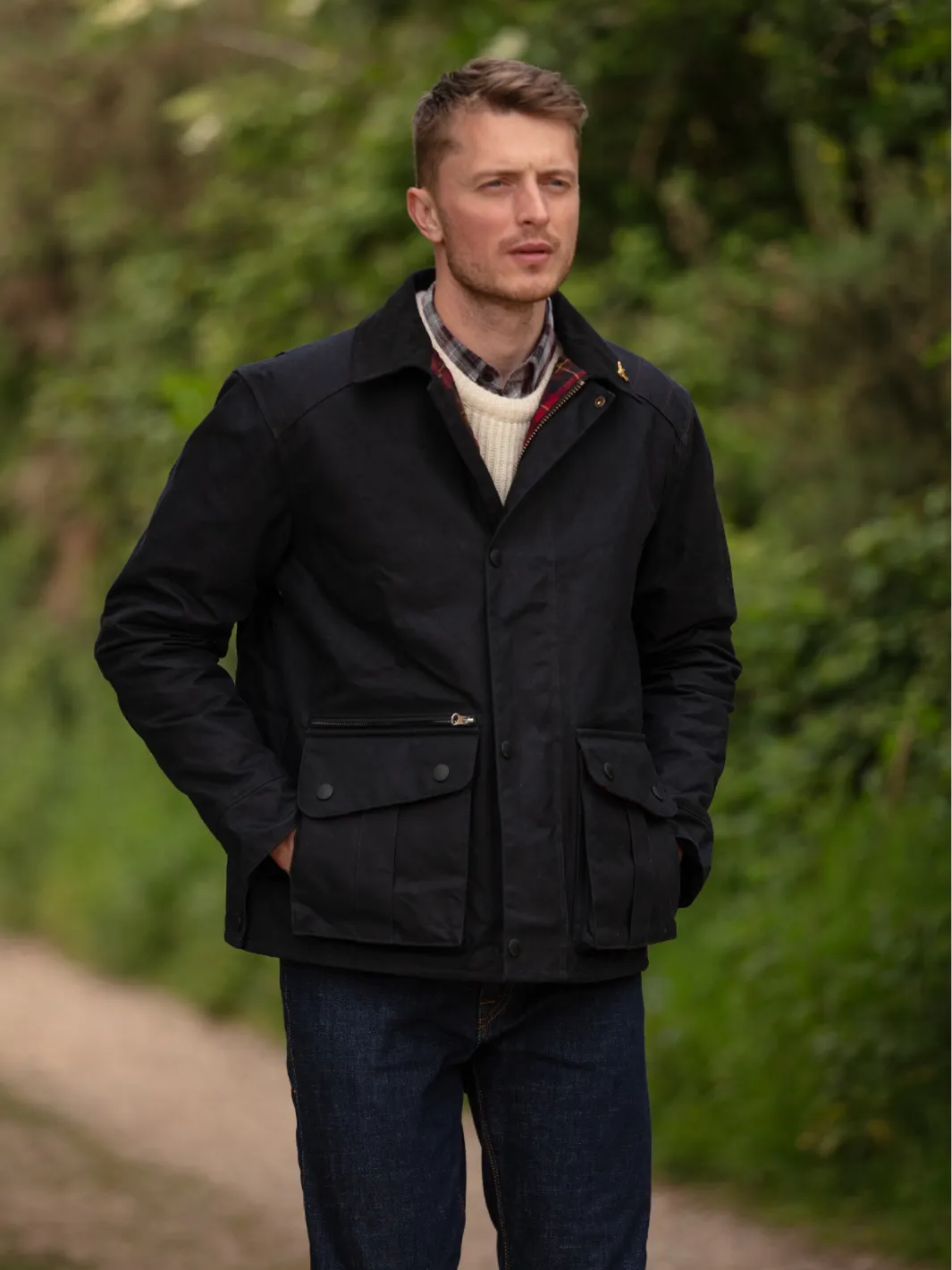 John Partridge Hinterland Hybrid Jacket jakke svart dry wax