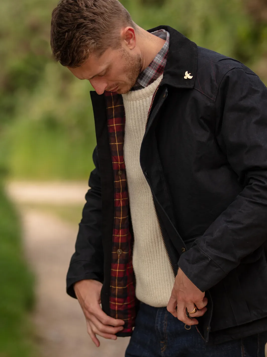 John Partridge Hinterland Hybrid Jacket jakke svart dry wax