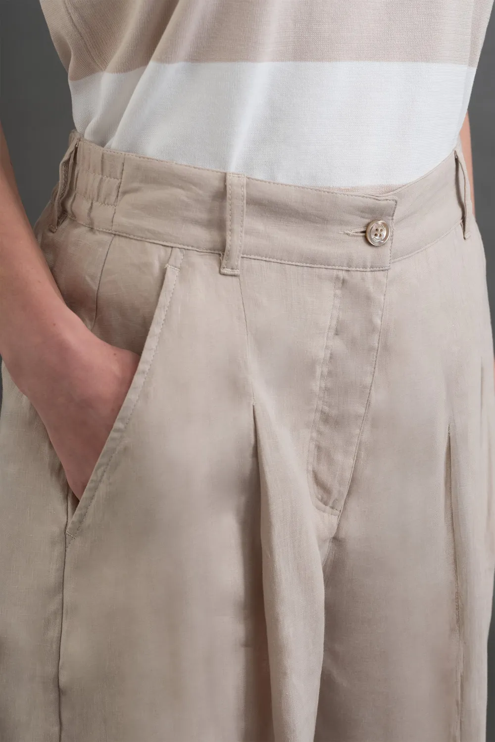 Moorer IVANA-J-GLX linshorts beige lin