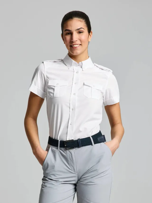 Slam Deck WS Yacht Shirt kortermet skjorte bright white strykefri