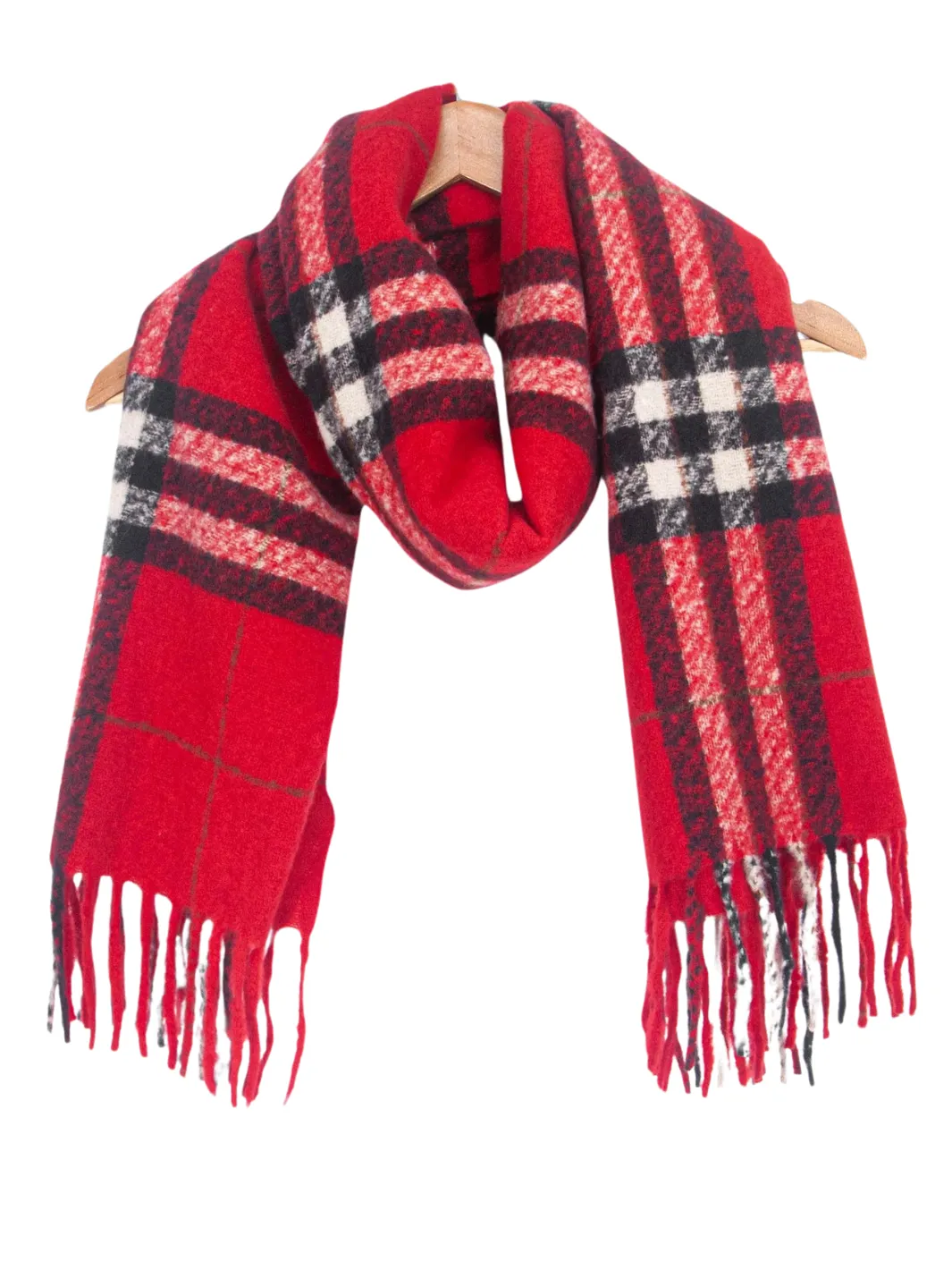 John Partridge Heavyweight Scarf skjerf Red Check én størrelse viskose