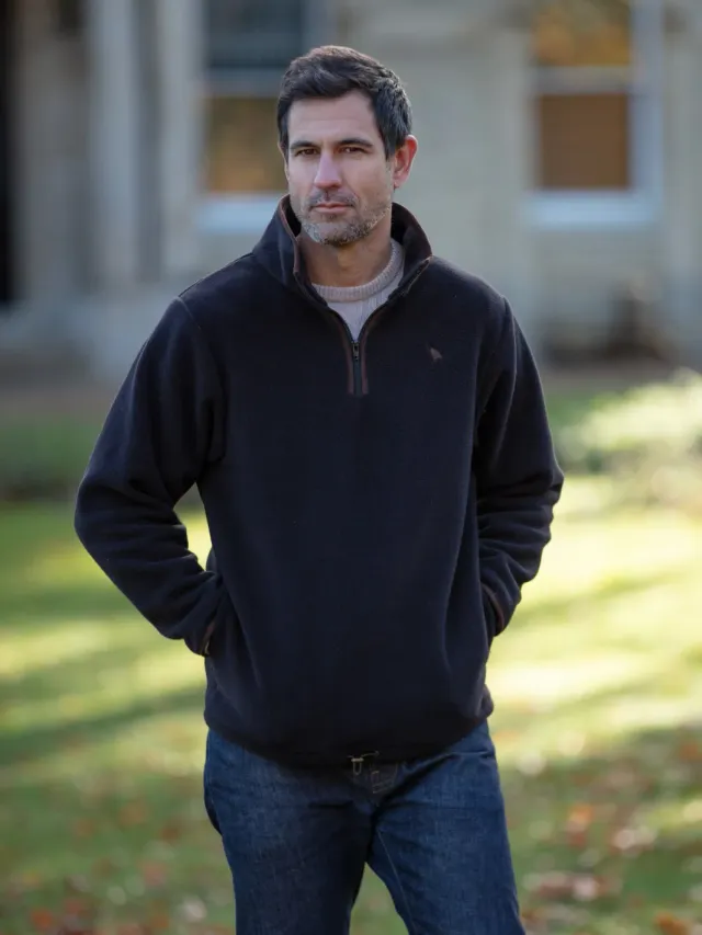 John Partridge Unisex Fleece Pullover fleecegenser Black quarter zip