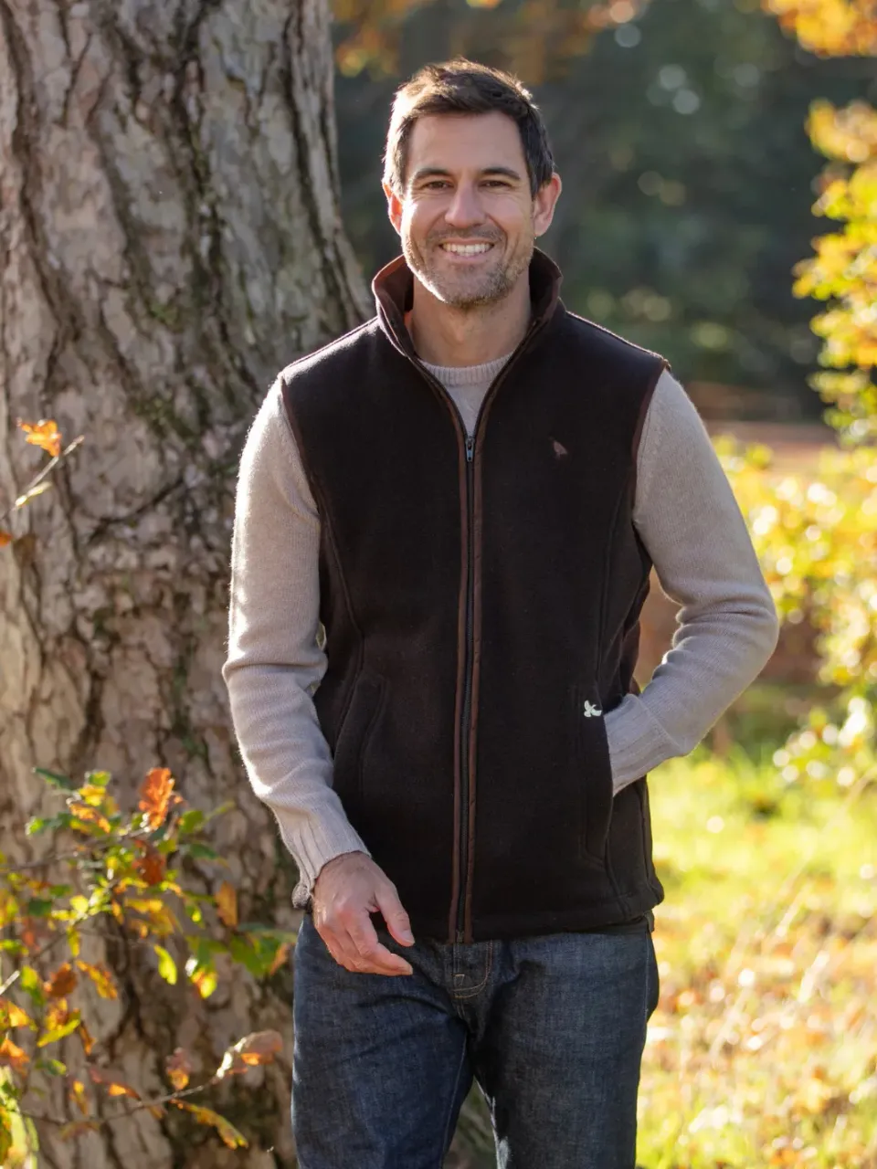 John Partridge Unisex Fleece Gilet fleecevest svart XS–2XL