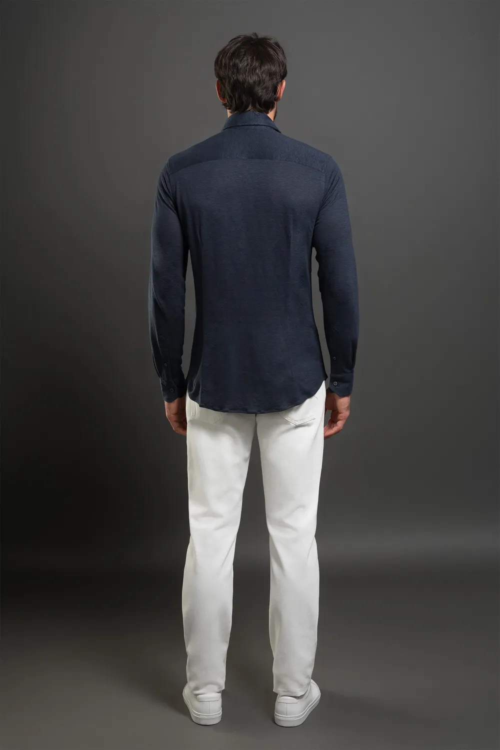 Moorer SORRENTO-LI1 linskjorte navy aloe-finish