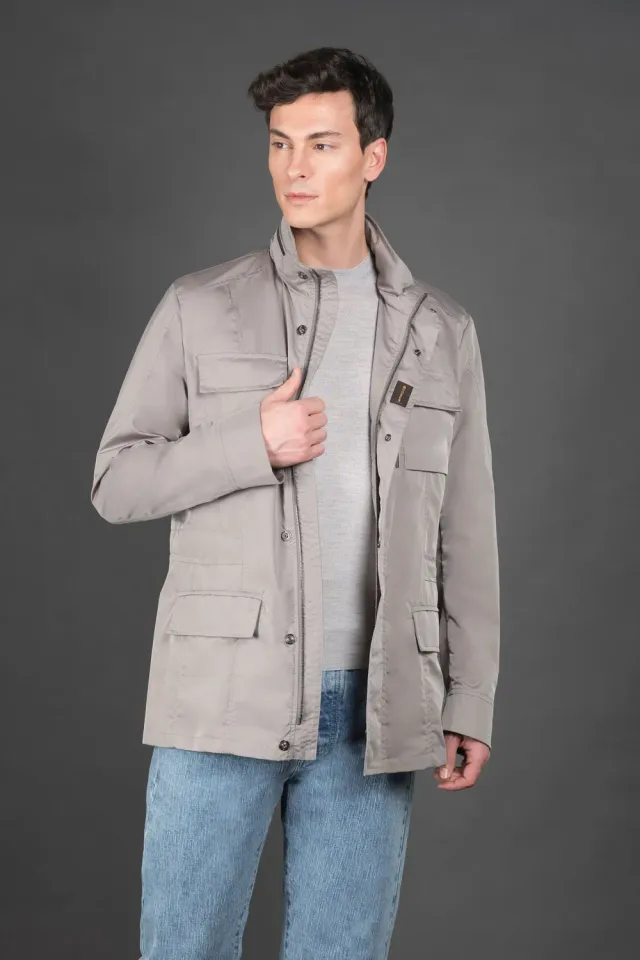 Moorer Manolo-KM fieldjakke Blu gabardin taffeta vannavvisende