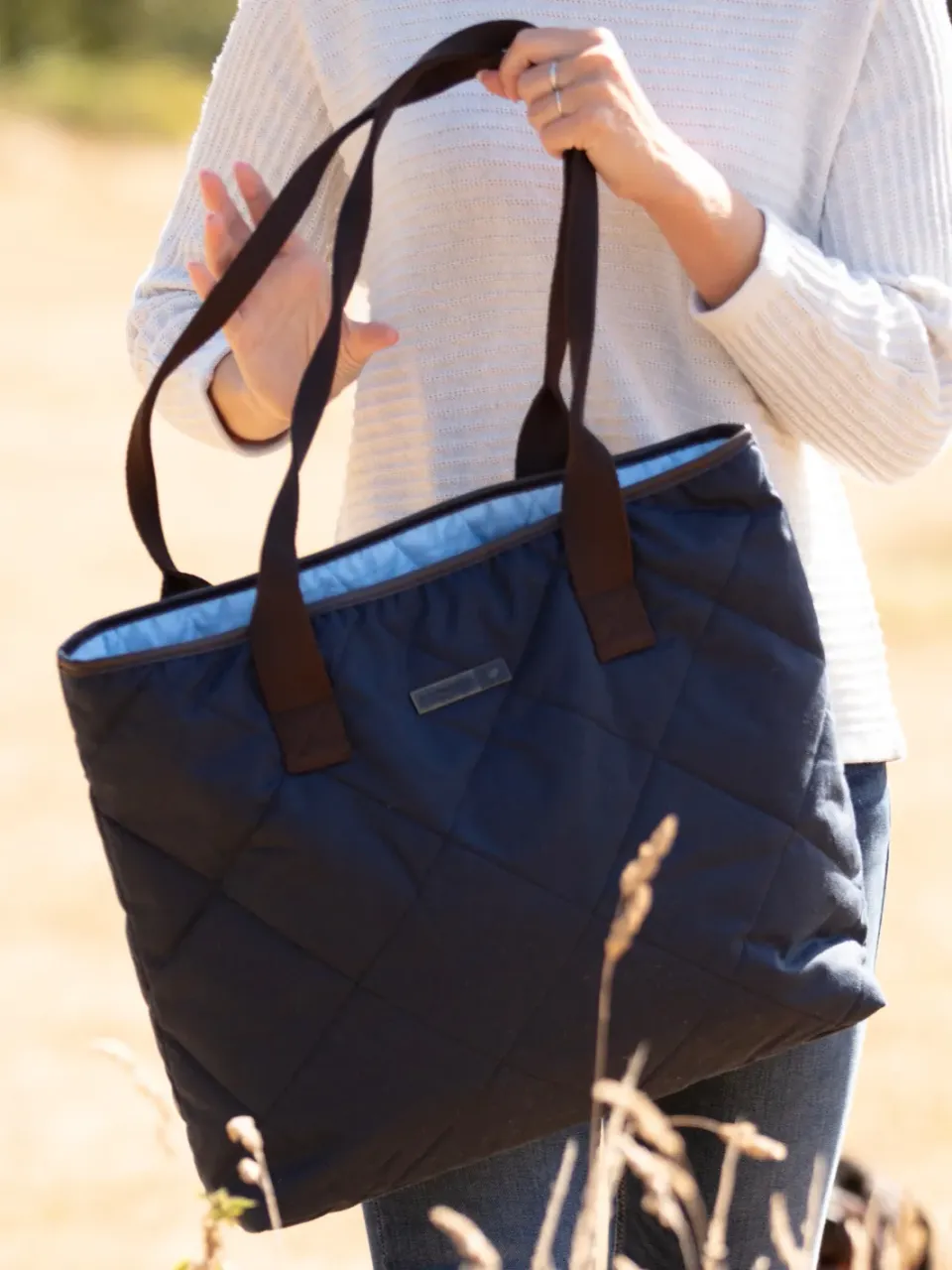 John Partridge Oversized Tote Bag veske marineblå quiltet