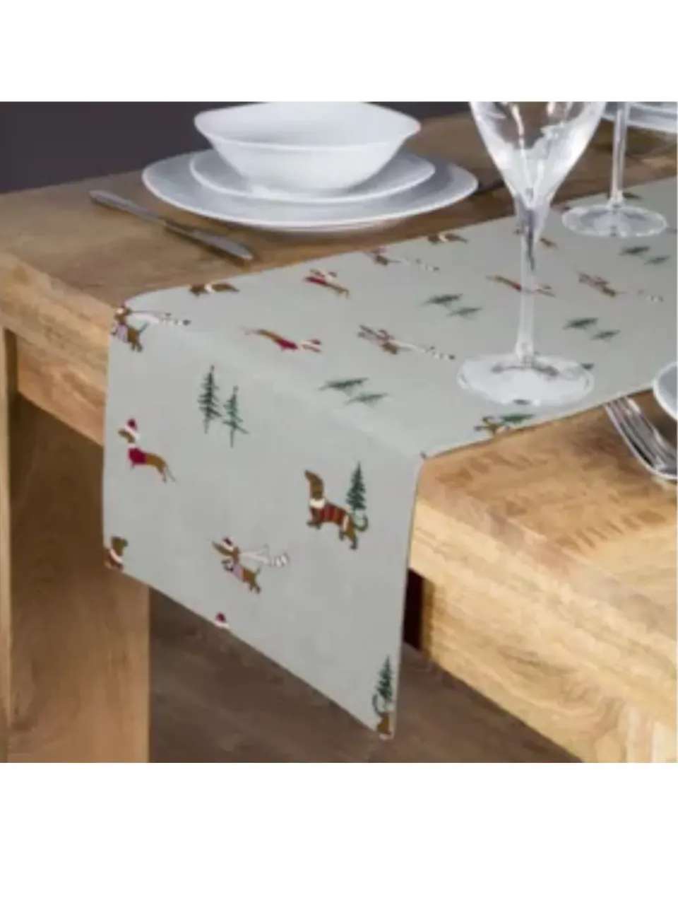 John Partridge Christmas Dog Table Runner juleløper 2 m hundemotiv